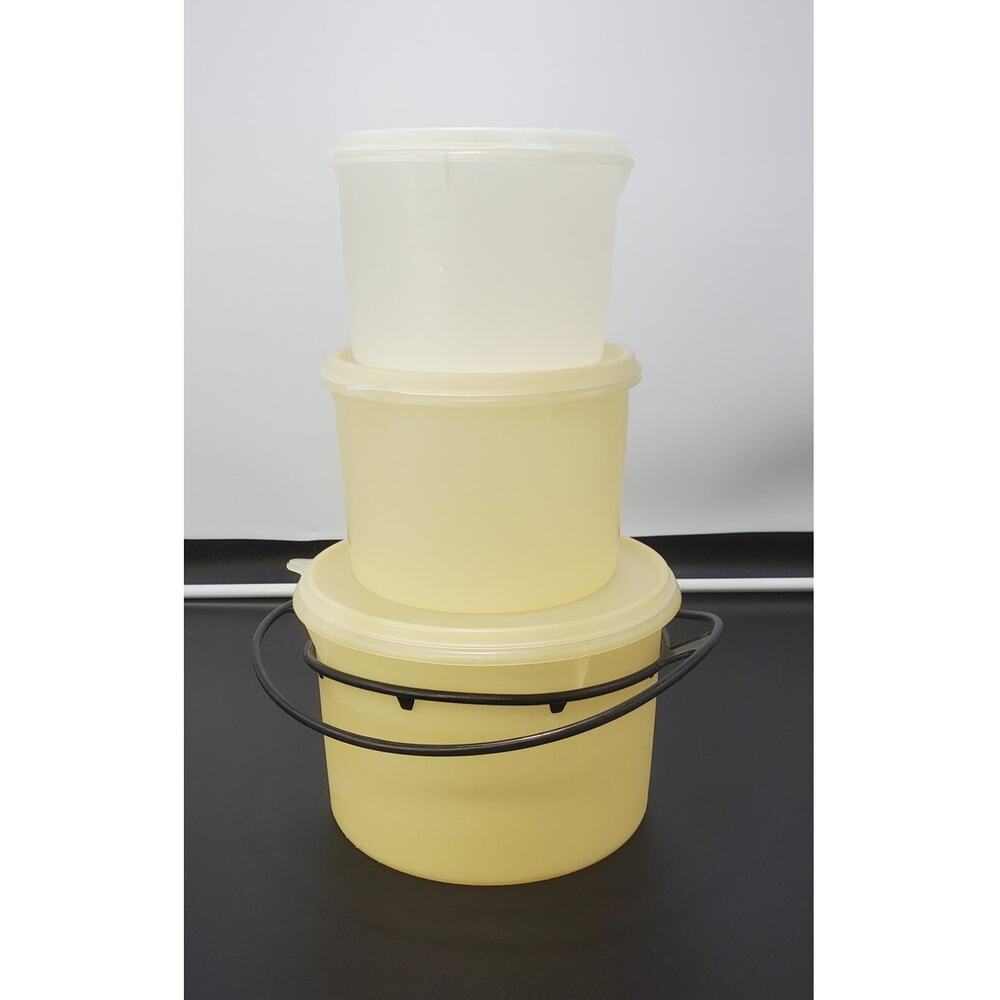 VTG Tupperware Rare Nesting Canisters 263 264 266 W/Lids & 1 Handle 433 Set of 3